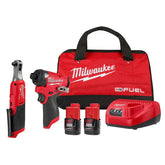 美國Milwaukee 3453-22HSR M12 FUEL 12V 1/4" 六角衝擊起子+/3/8" 棘輪套裝 MILWAUKEE美沃奇(美行)
